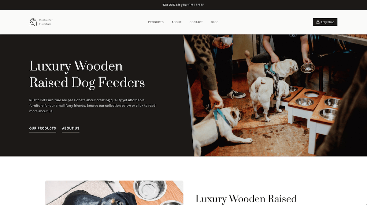 Rustic Pet Furniture website screenshot